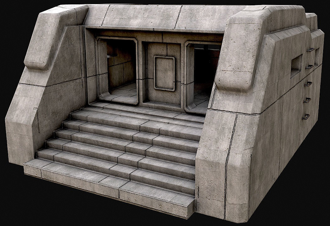 Military Concrete Bunker Base PBR Collection _12