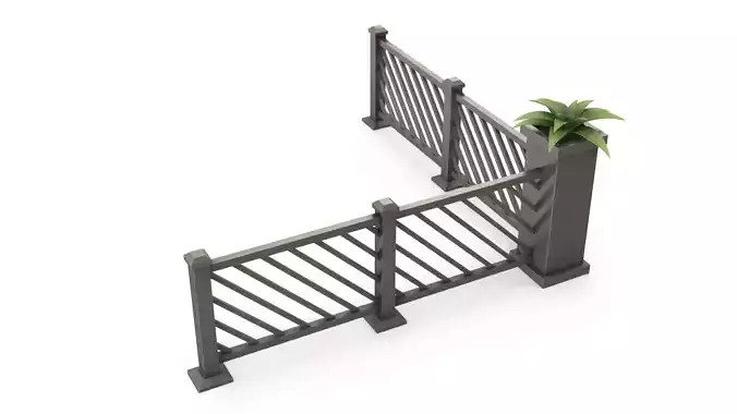Stylized metal fence with flower