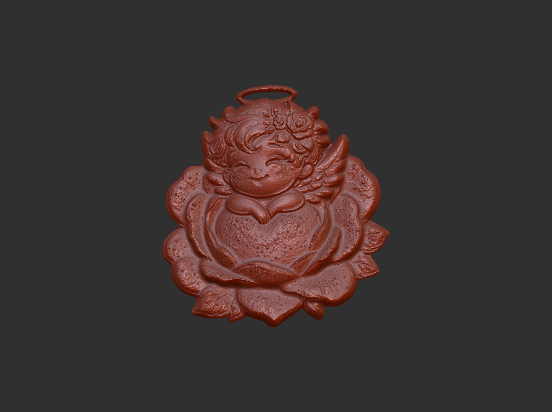 cute little angle boy sleep in flower  3D print model_4