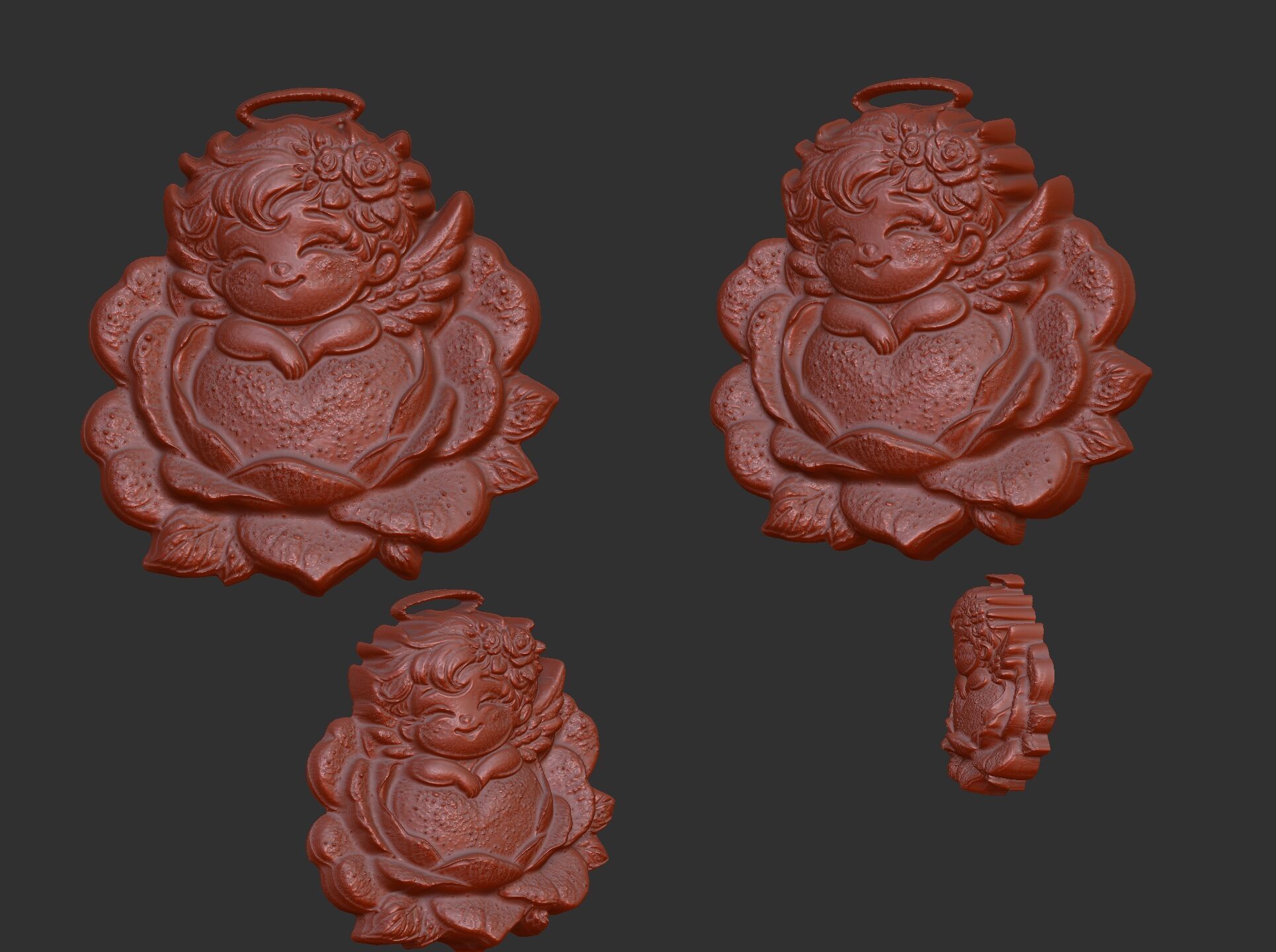 cute little angle boy sleep in flower  3D print model_3