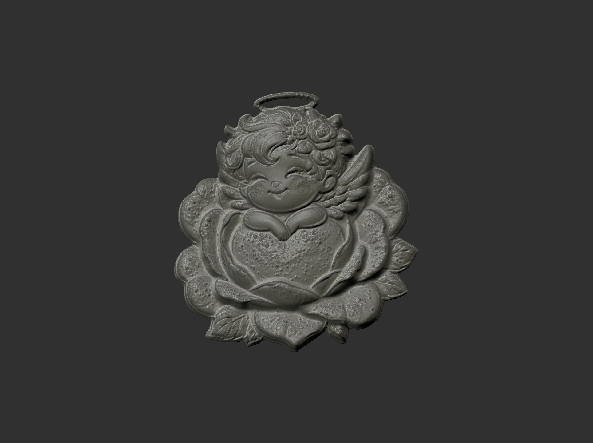 cute little angle boy sleep in flower  3D print model_8