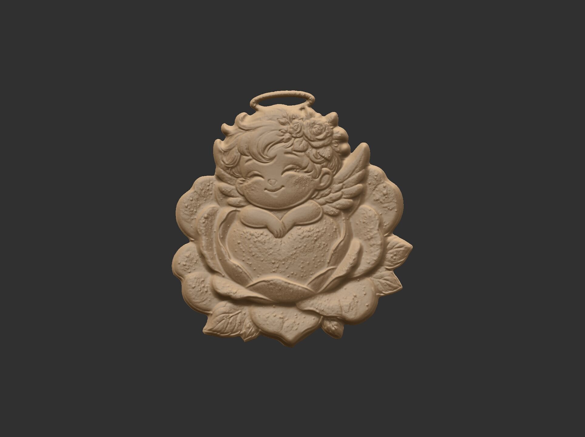 cute little angle boy sleep in flower  3D print model_7