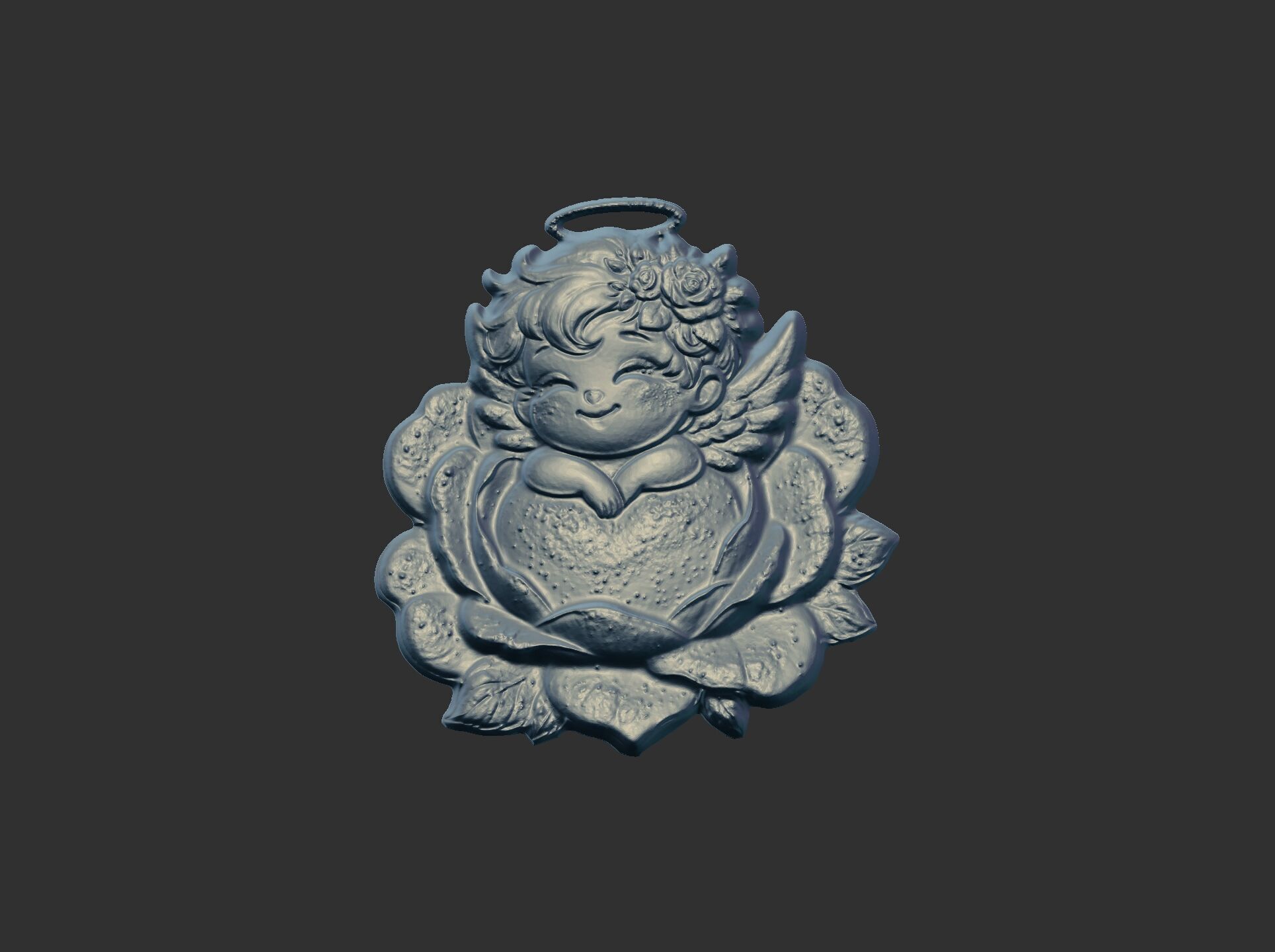 cute little angle boy sleep in flower  3D print model_6