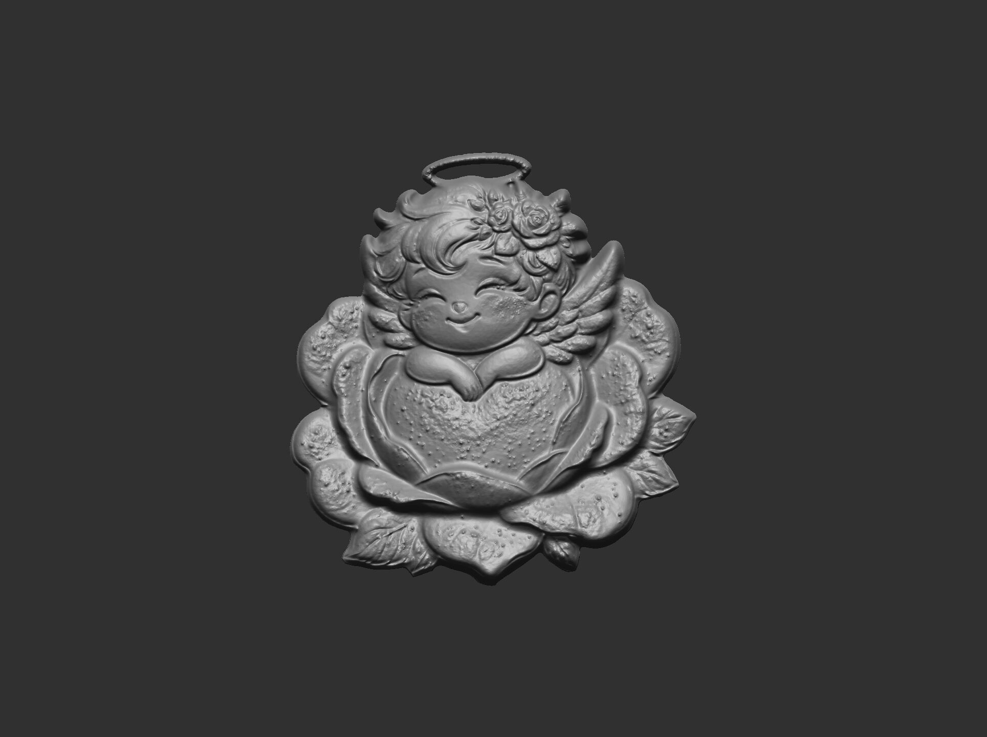 cute little angle boy sleep in flower  3D print model_5