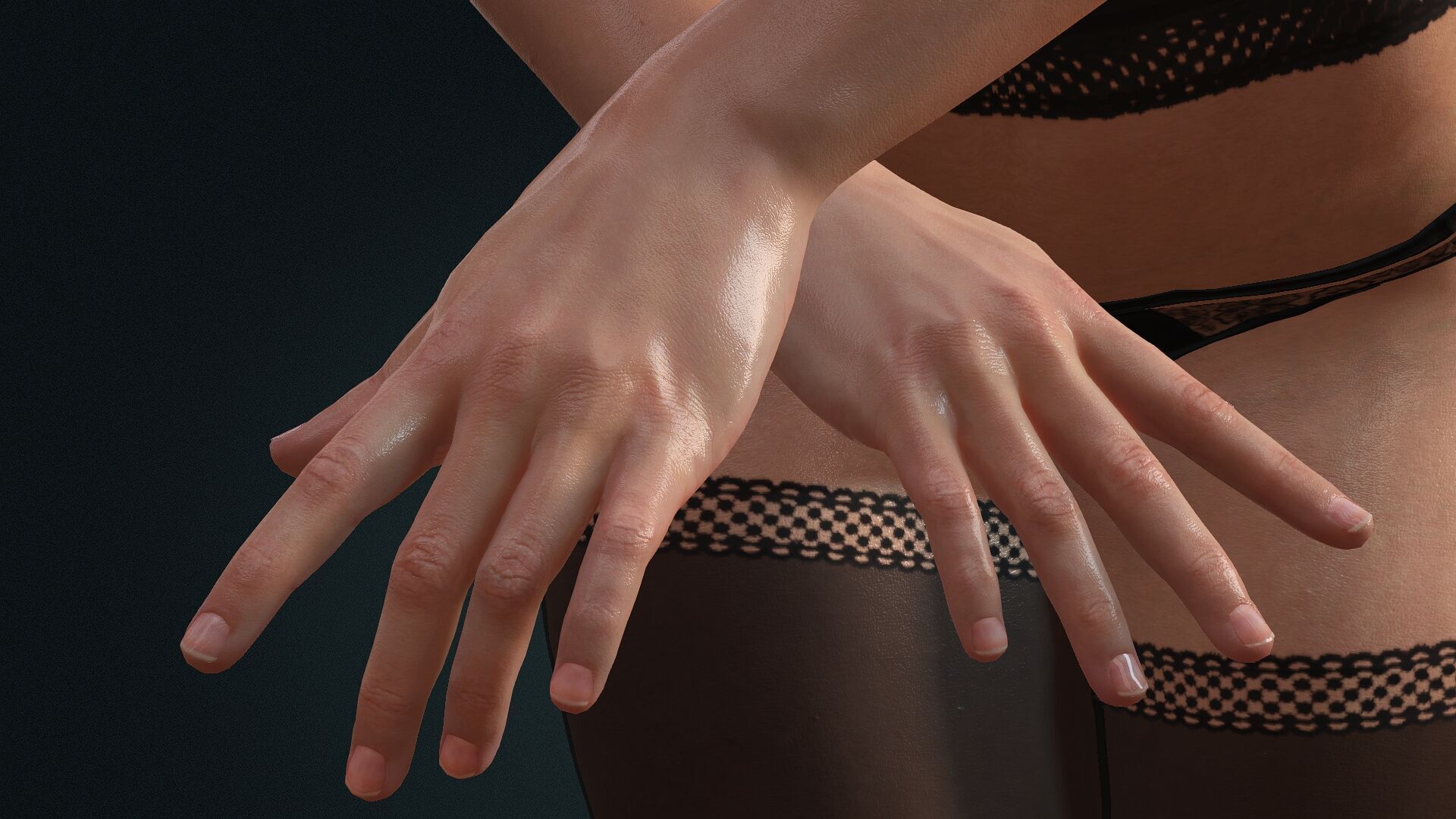 Sexy Naked girl in stockings  Low-poly 3D model_3