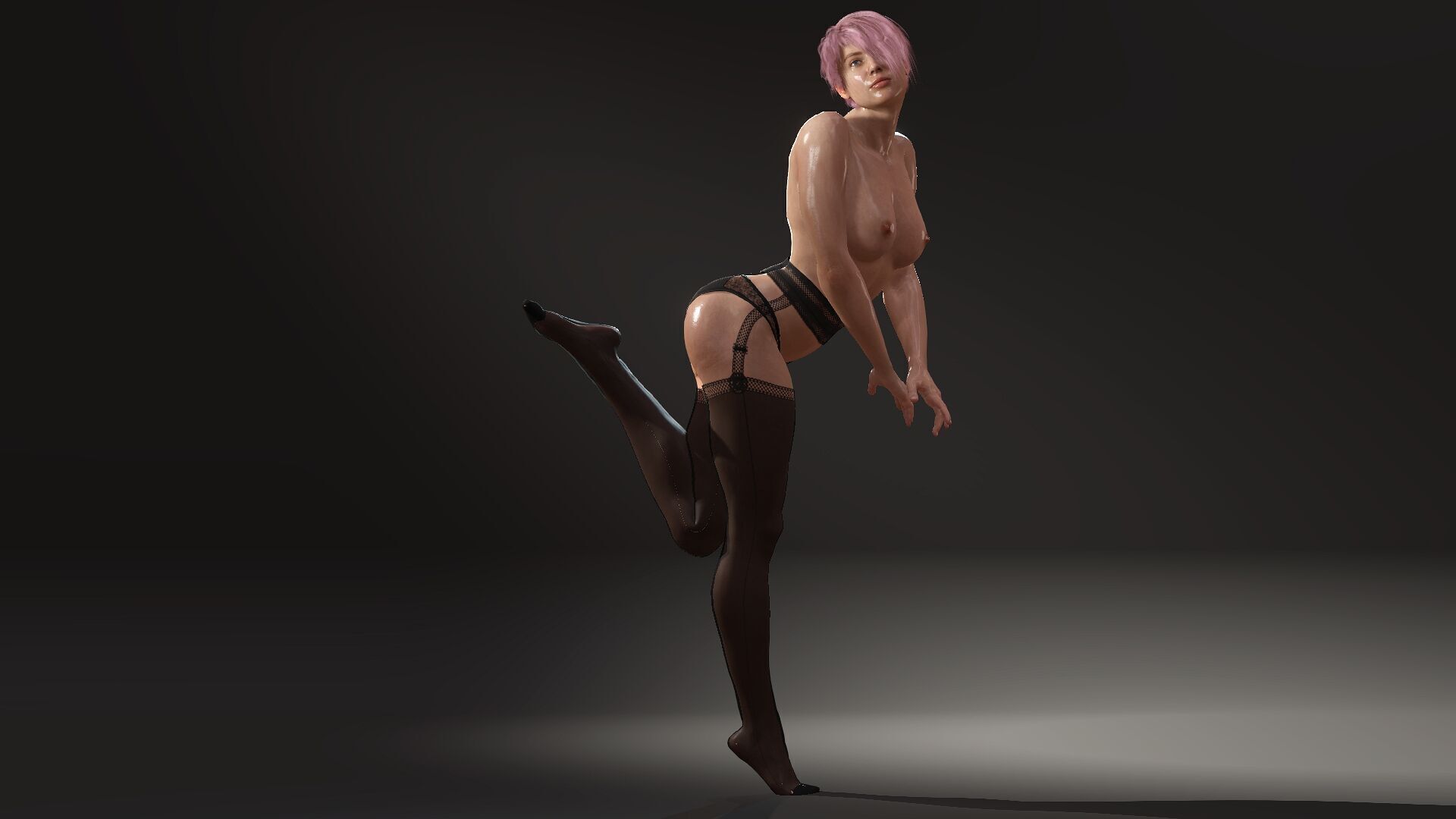 Sexy Naked girl in stockings  Low-poly 3D model_9