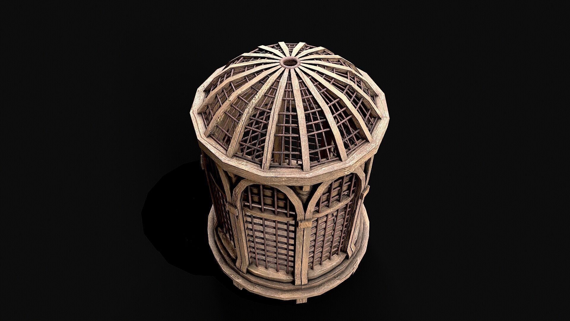 Medieval Wooden Cage 3 Low-poly 3D model_3