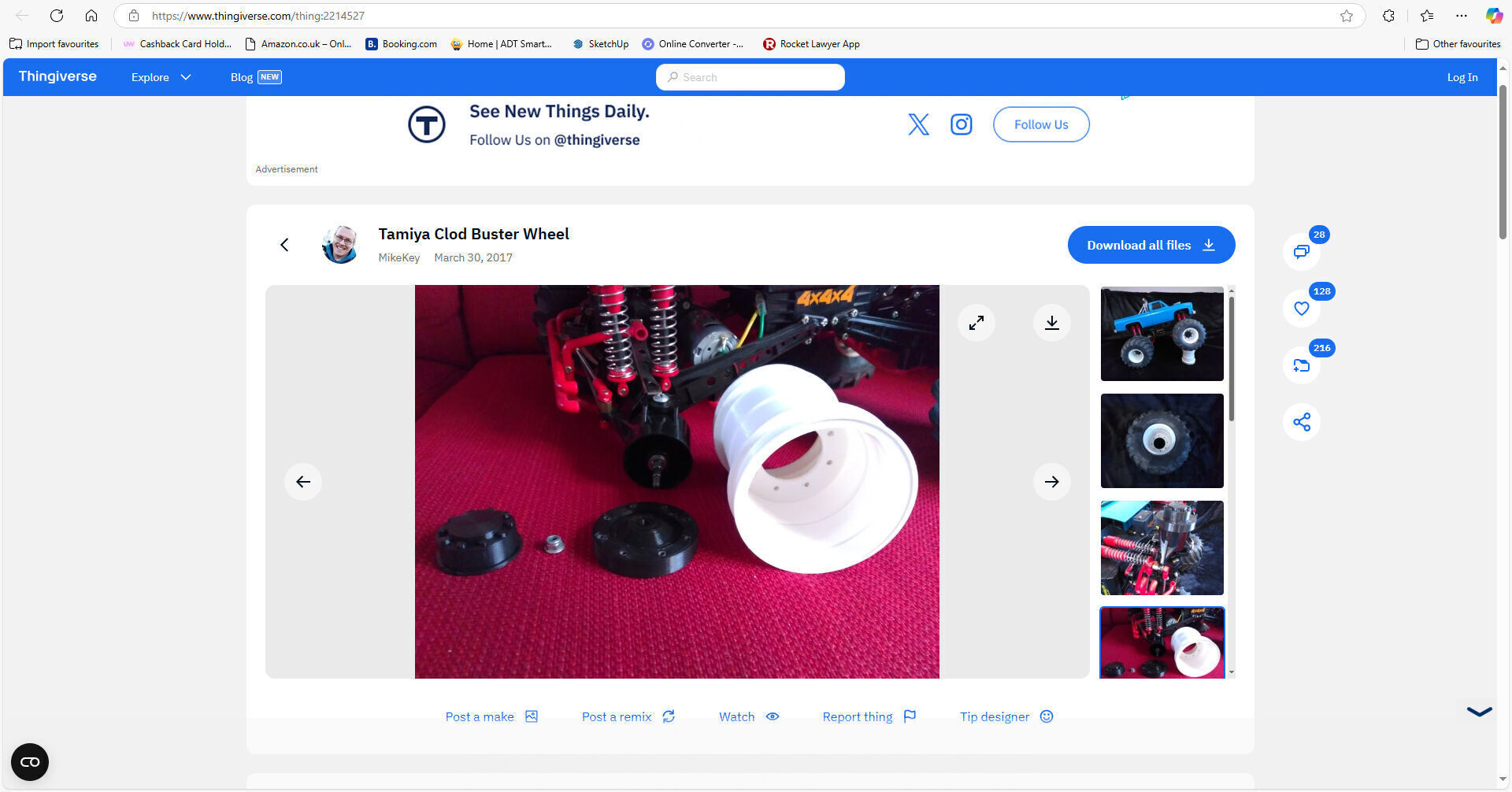 Wheel adapter for HoBao Pirate MT Nitro Monster Truck 3D print model_3