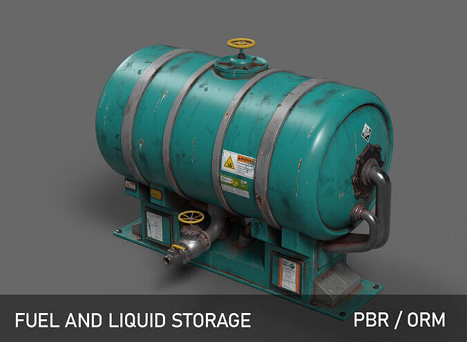 Fuel and Liquid Storage System - PBR - UE5 - 3D model Low-poly 3D model