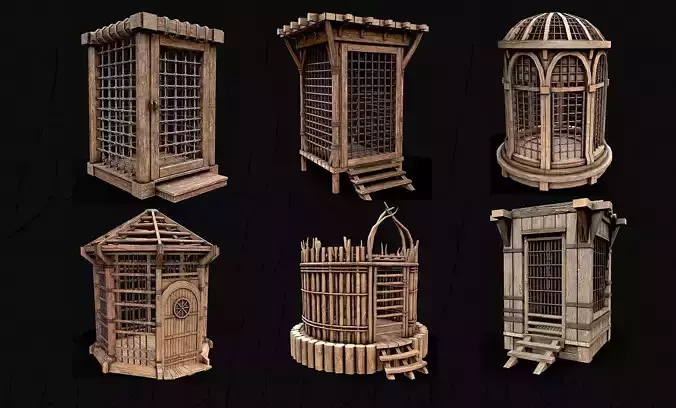 Medieval Wooden Cage Collection