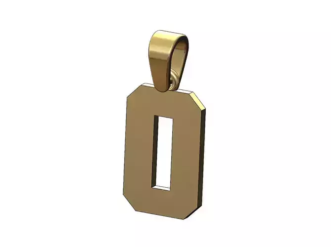 NBA font number 0 pendant charm with bail