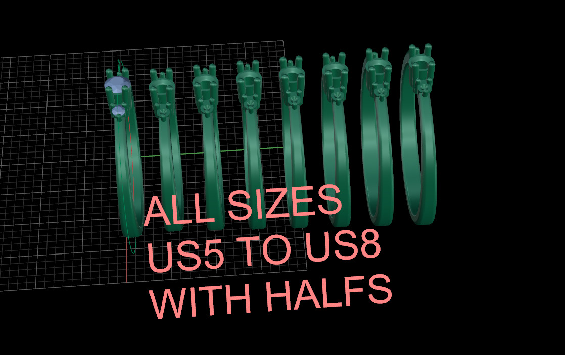 Engagement diamond ring 3D print model_3