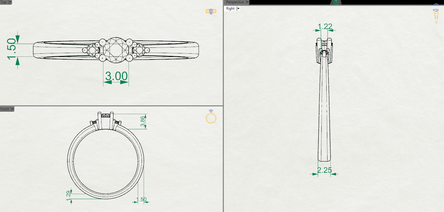 Engagement diamond ring 3D print model_2
