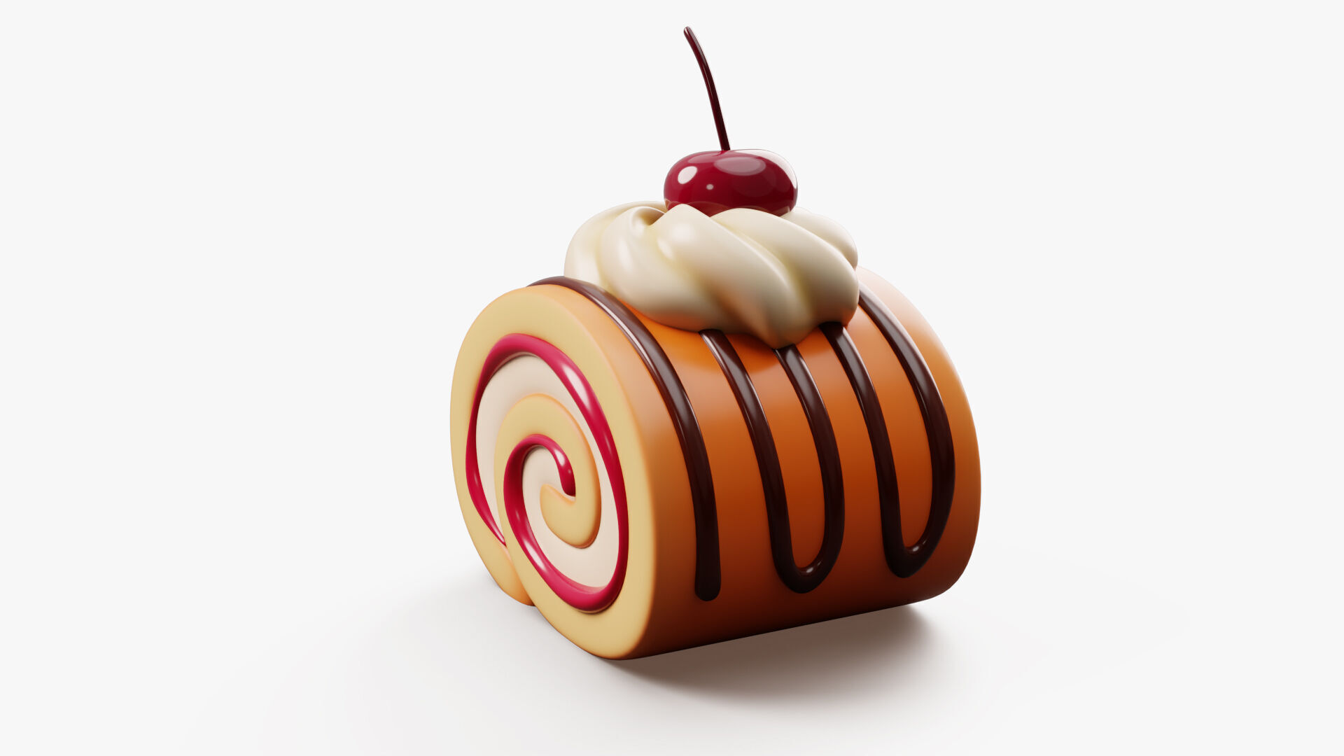 Cake Roll Stylized 3D model_4