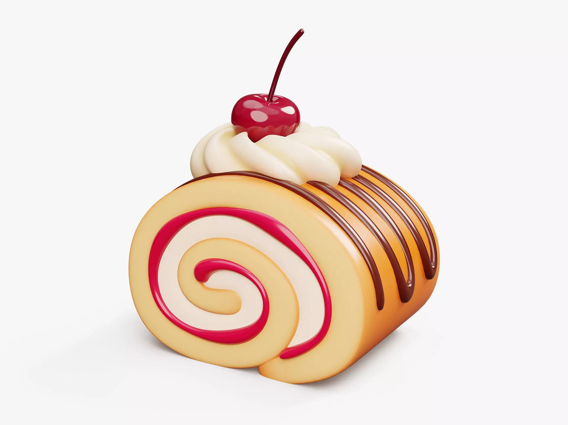 Cake Roll Stylized 3D model_0