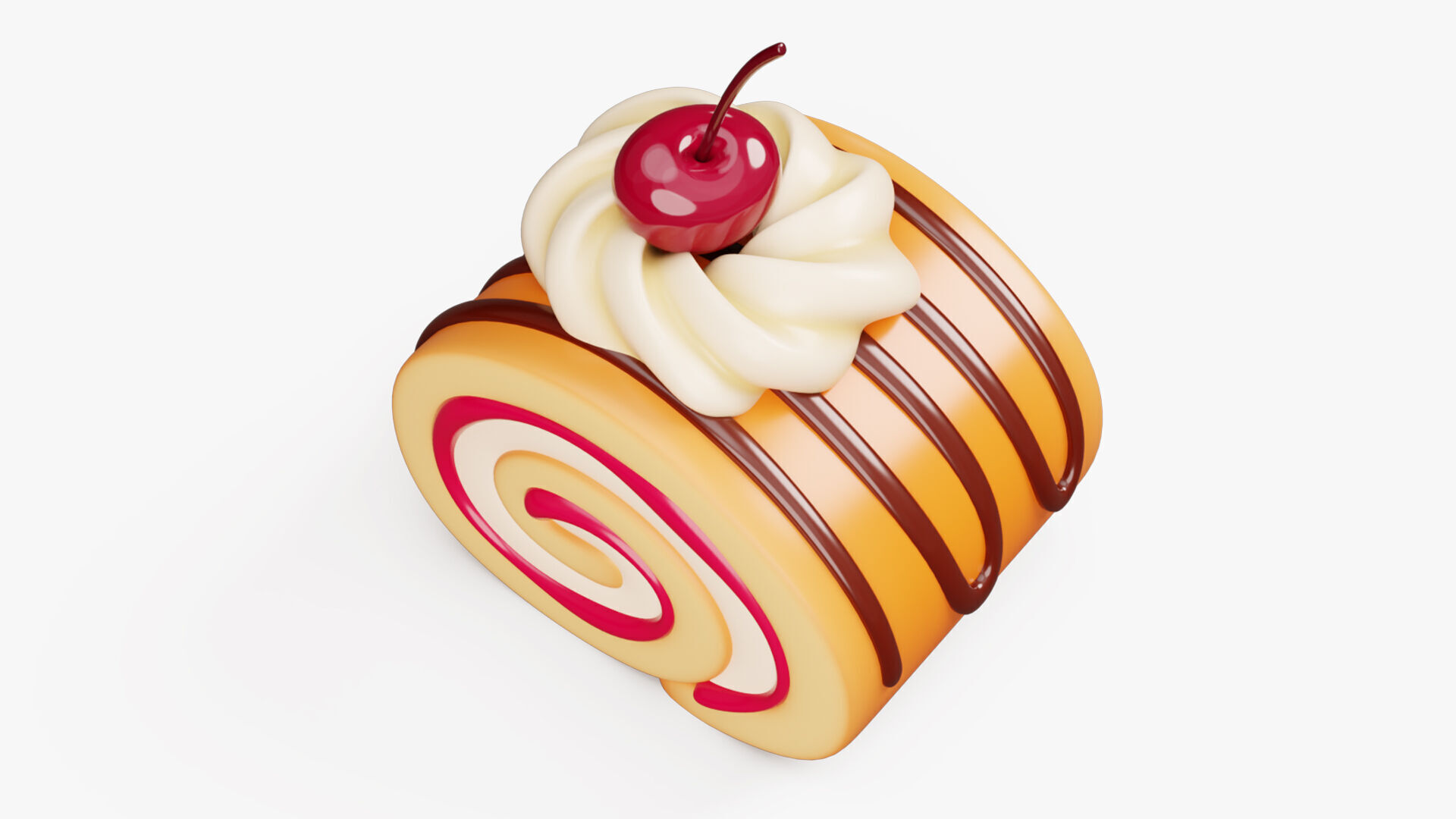 Cake Roll Stylized 3D model_2