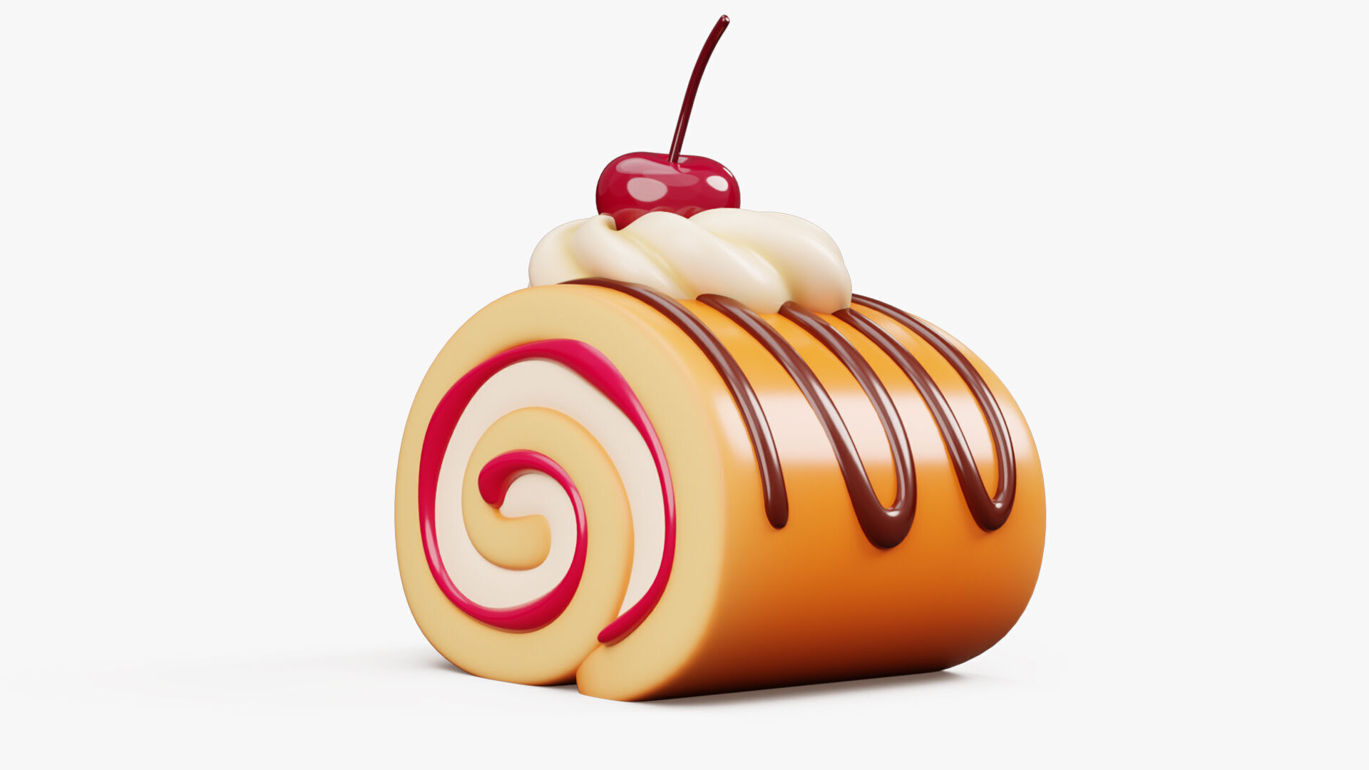 Cake Roll Stylized 3D model_1