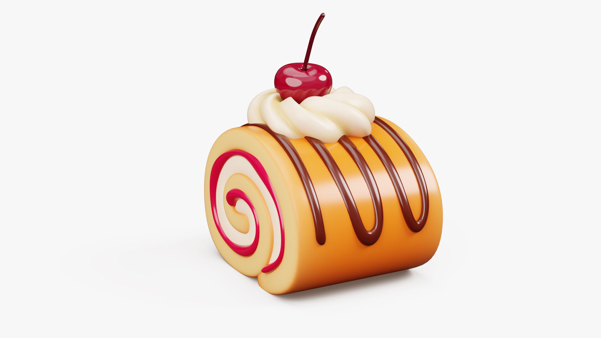 Cake Roll Stylized 3D model_3