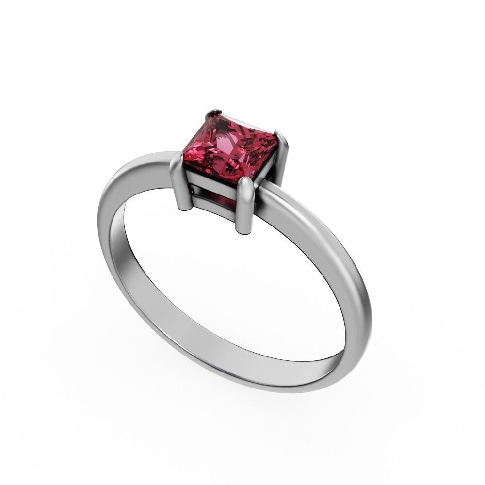 Square stone ring 3D print model_11