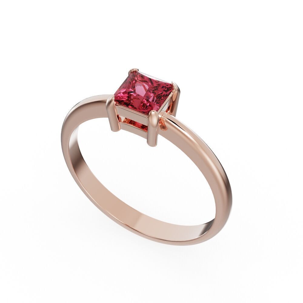 Square stone ring 3D print model_7