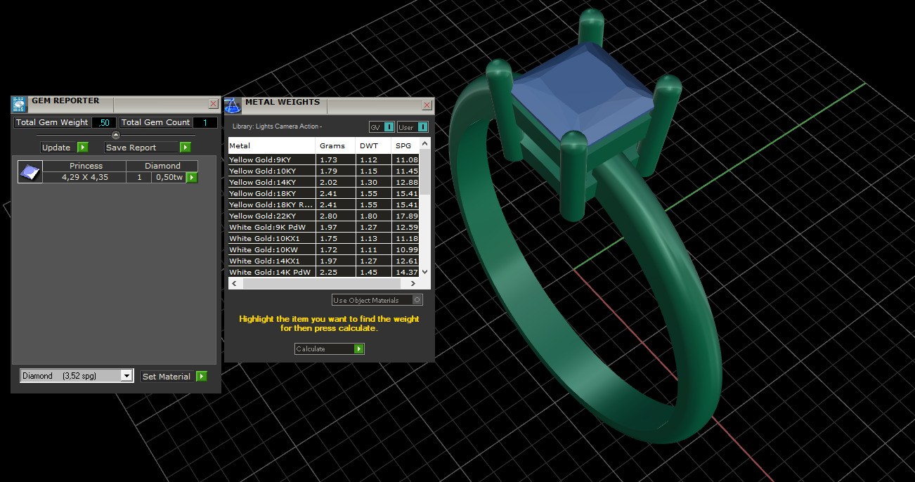 Square stone ring 3D print model_1