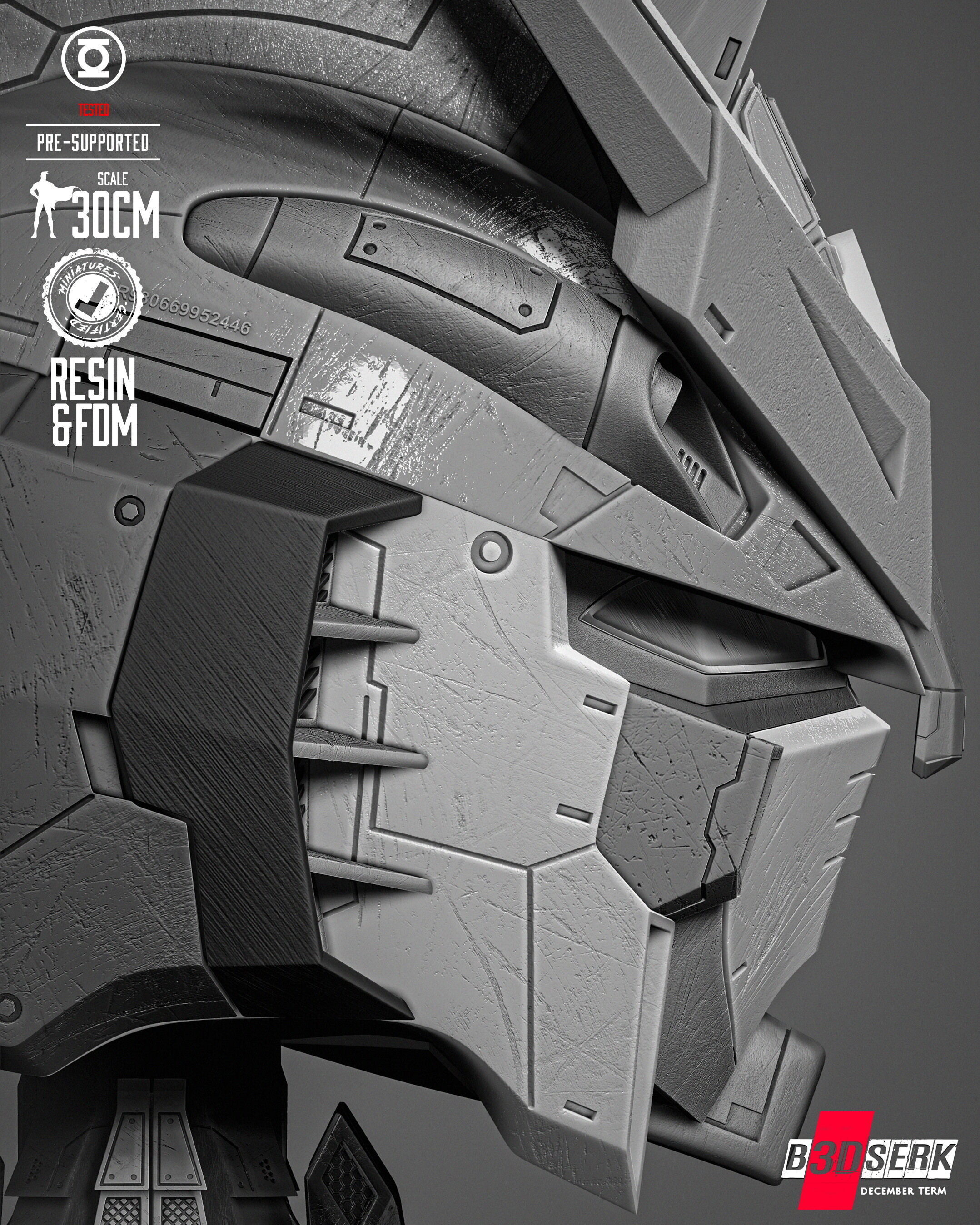 B3DSERK Gundam Portrait Bust 3D print model_46