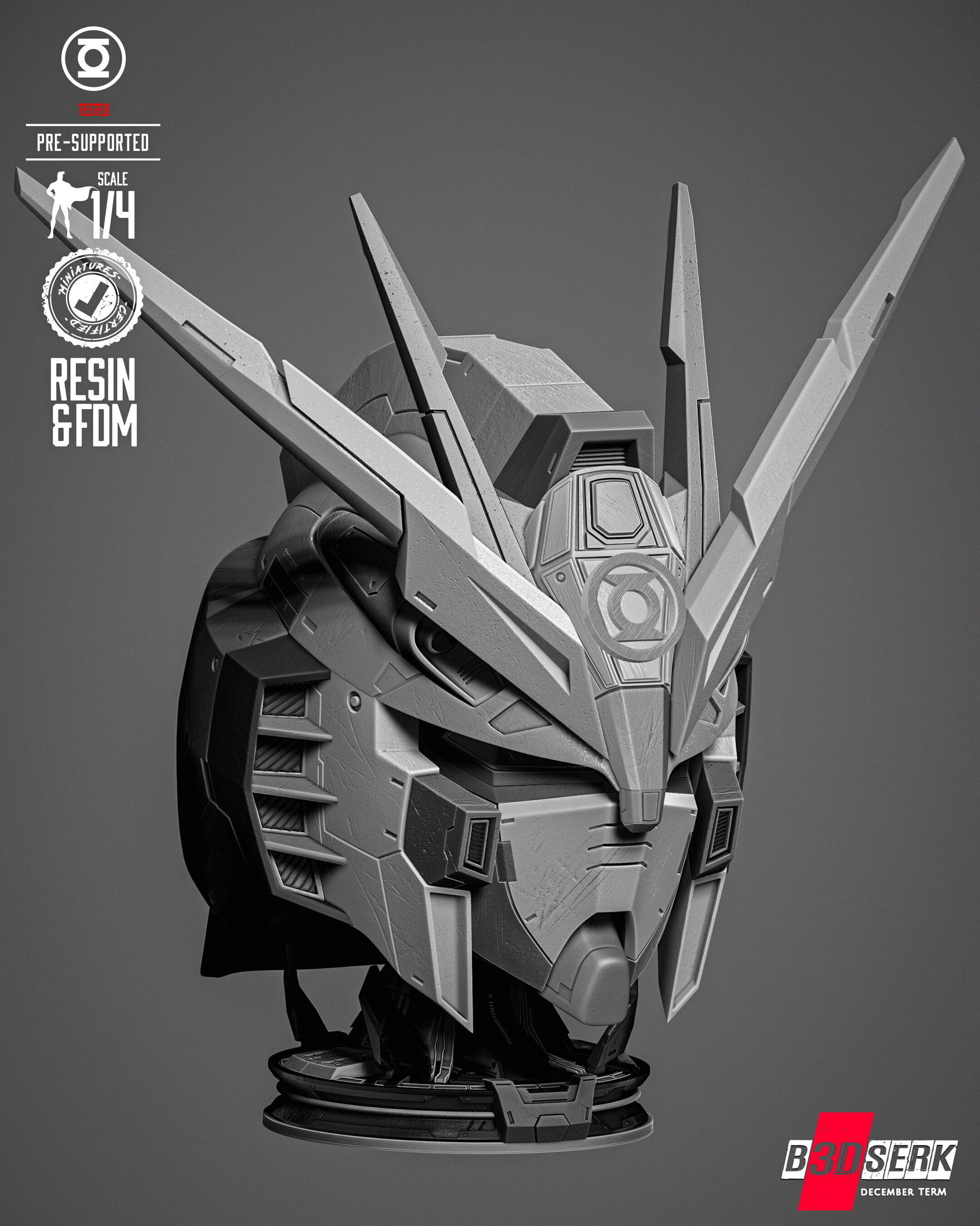 B3DSERK Gundam Portrait Bust 3D print model_17