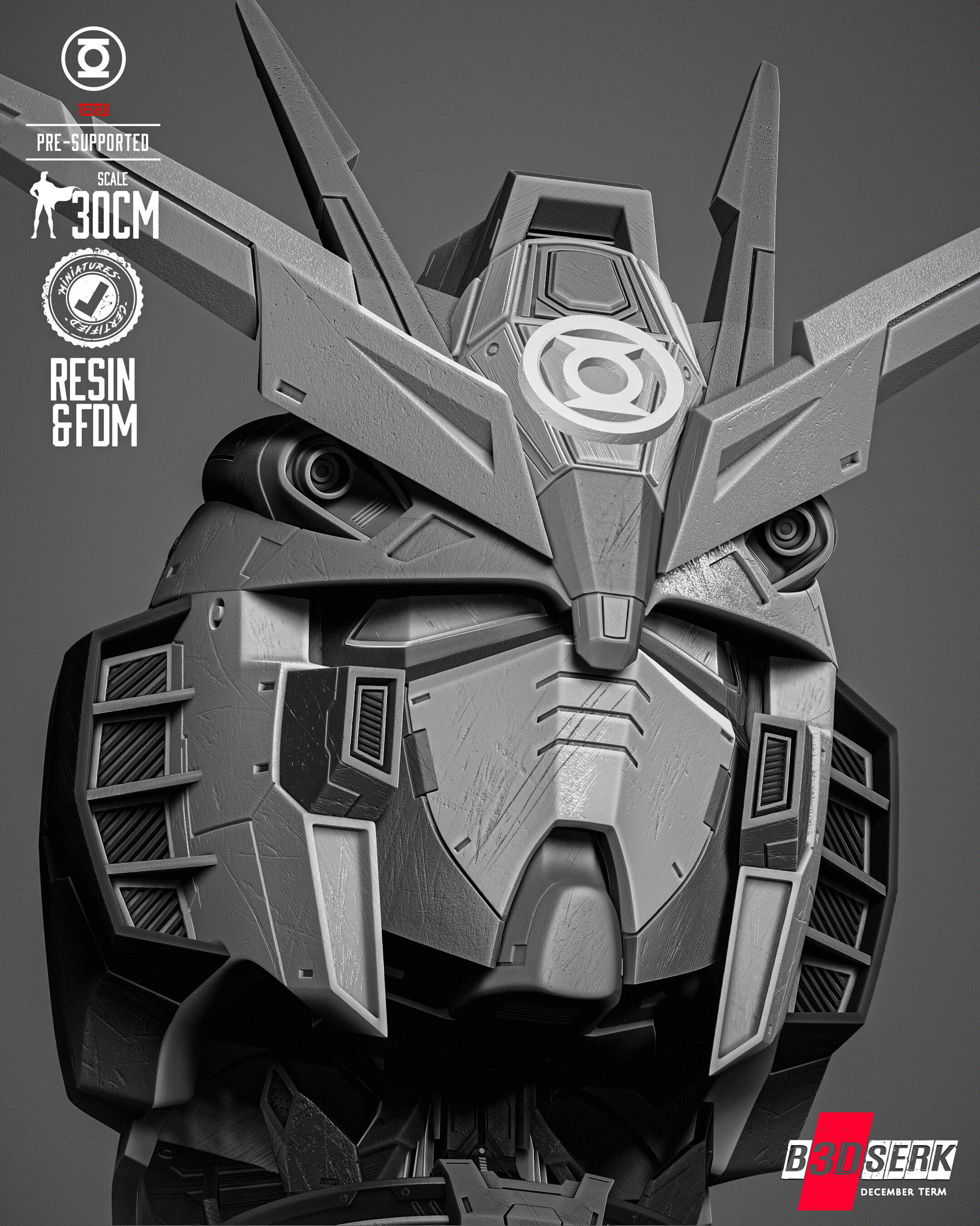 B3DSERK Gundam Portrait Bust 3D print model_20