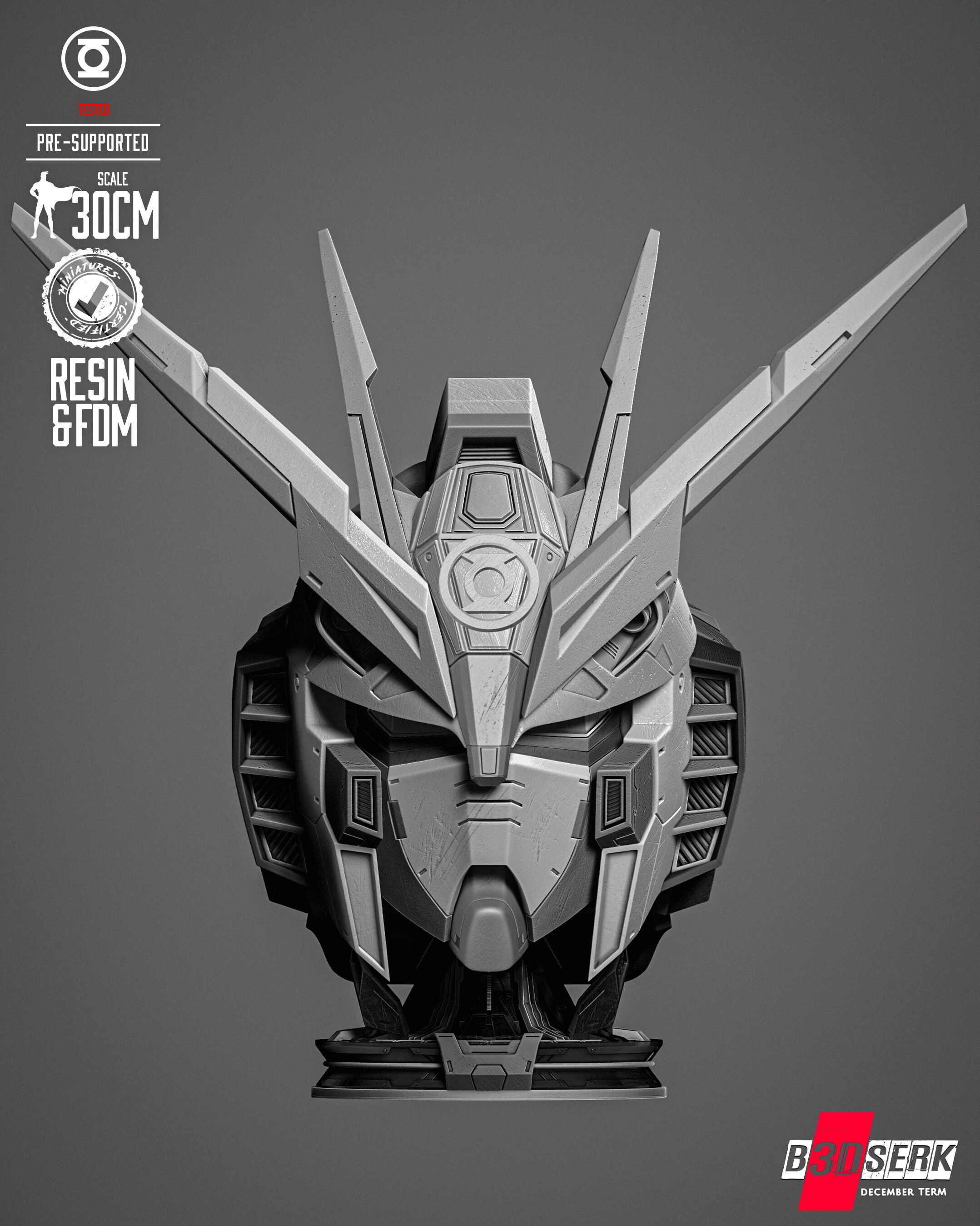 B3DSERK Gundam Portrait Bust 3D print model_5