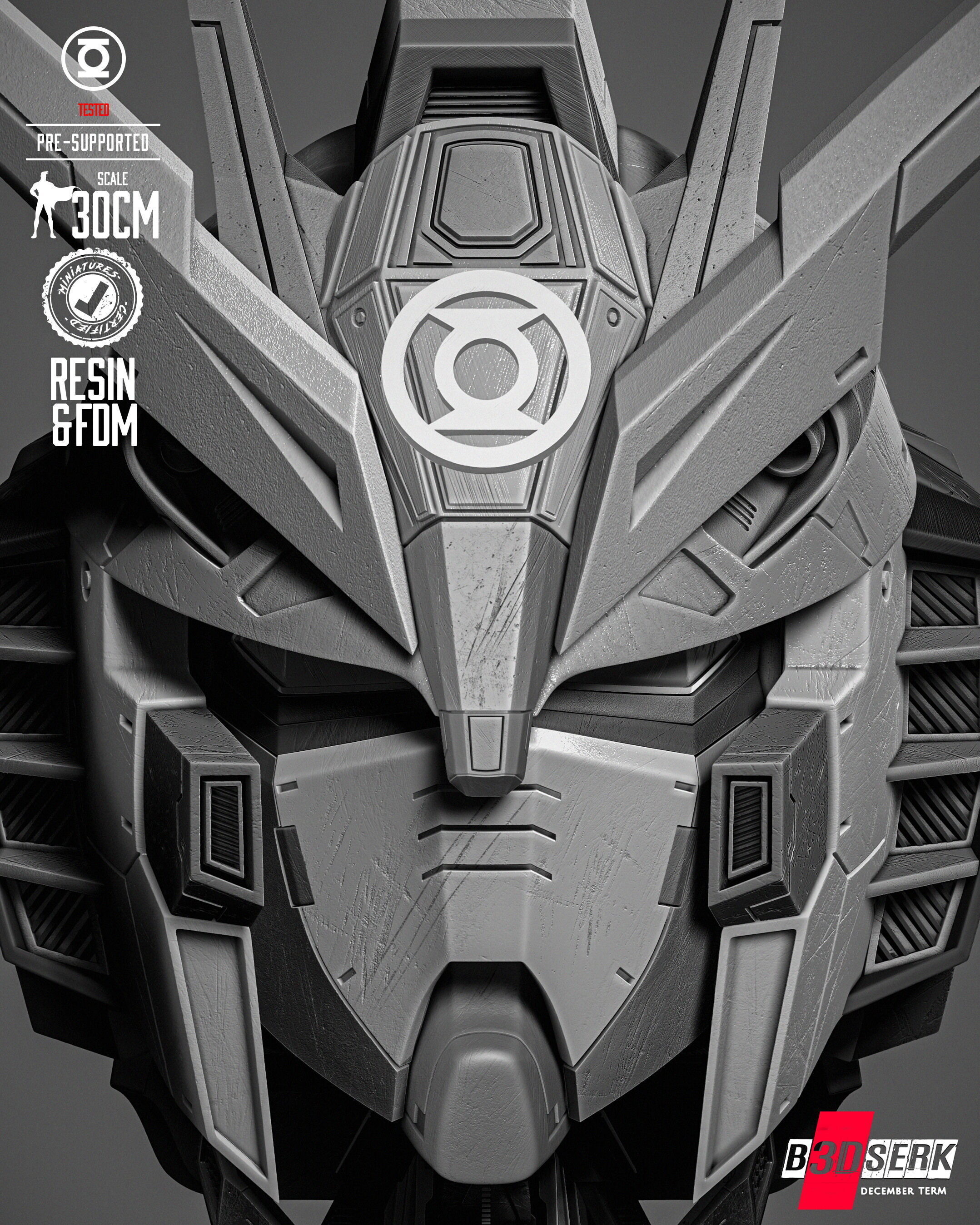 B3DSERK Gundam Portrait Bust 3D print model_36