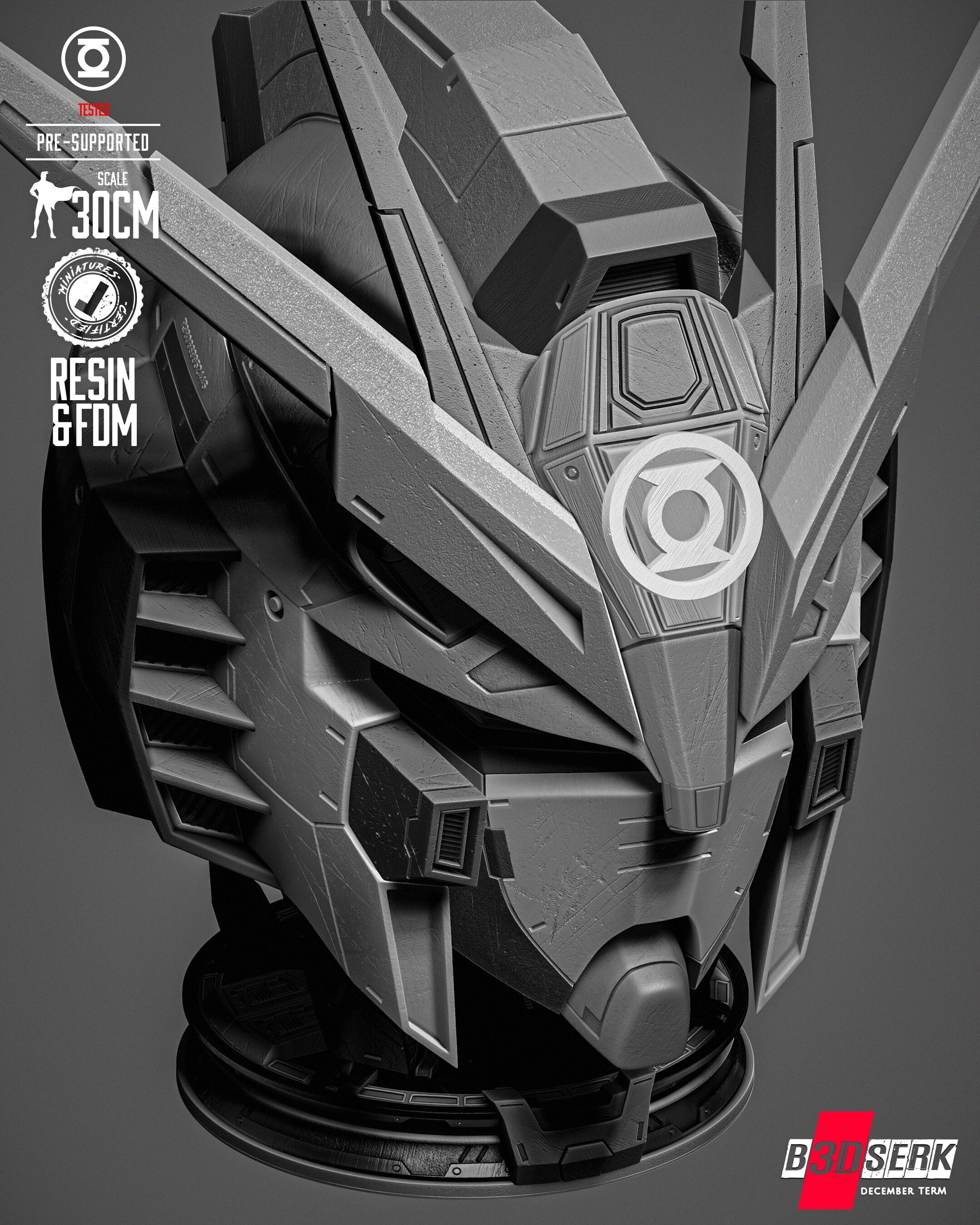 B3DSERK Gundam Portrait Bust 3D print model_25