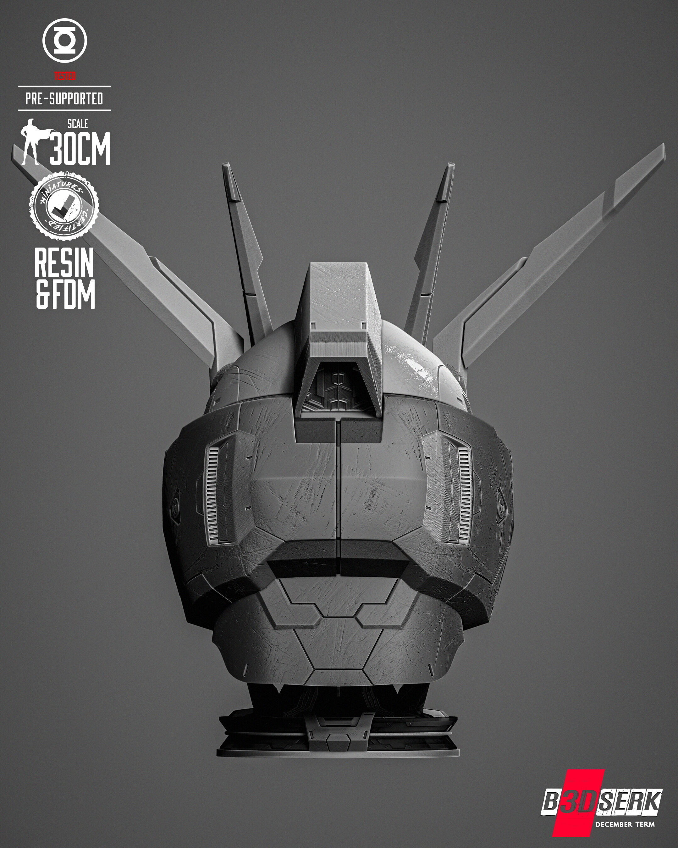 B3DSERK Gundam Portrait Bust 3D print model_2