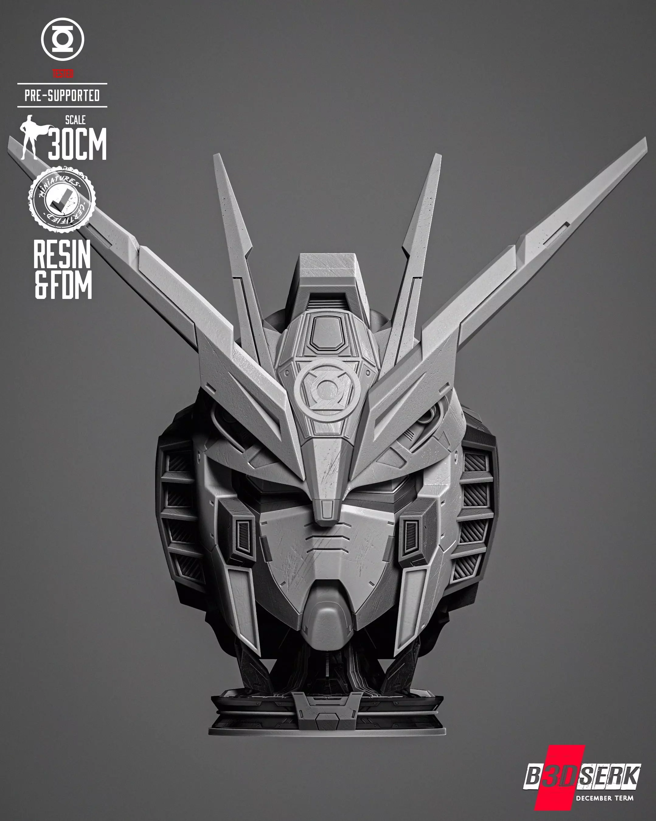 B3DSERK Gundam Portrait Bust 3D print model_0