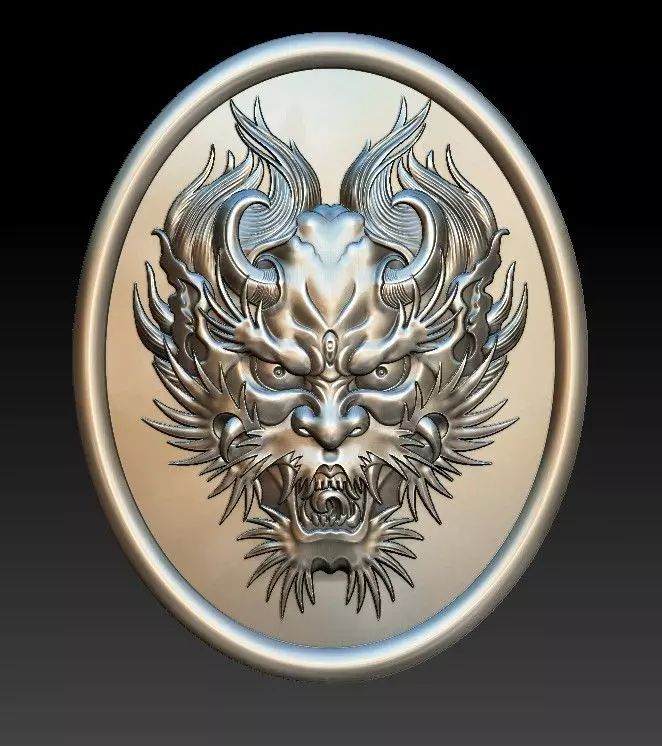 Drago head bas-relief 3D print model_0