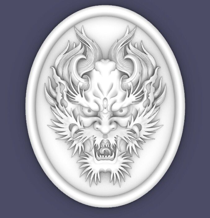 Drago head bas-relief 3D print model_1