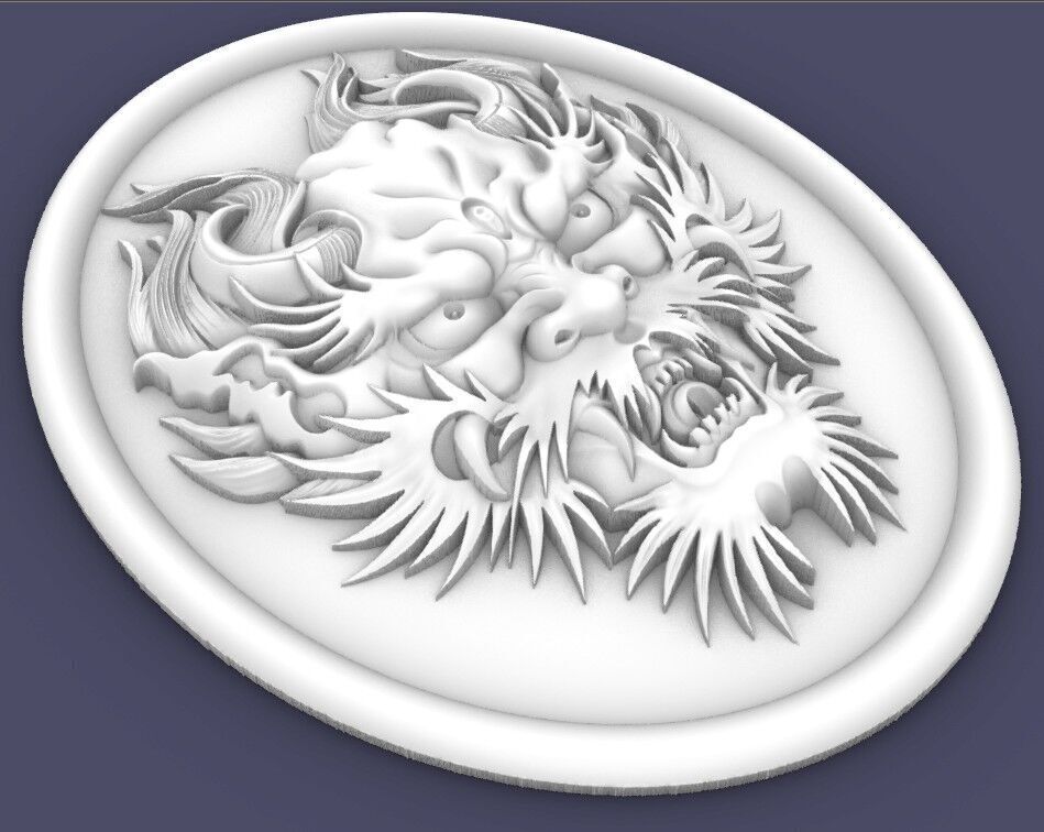 Drago head bas-relief 3D print model_2
