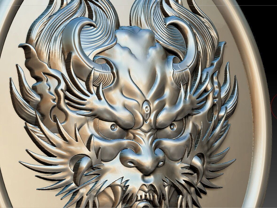 Drago head bas-relief 3D print model_5
