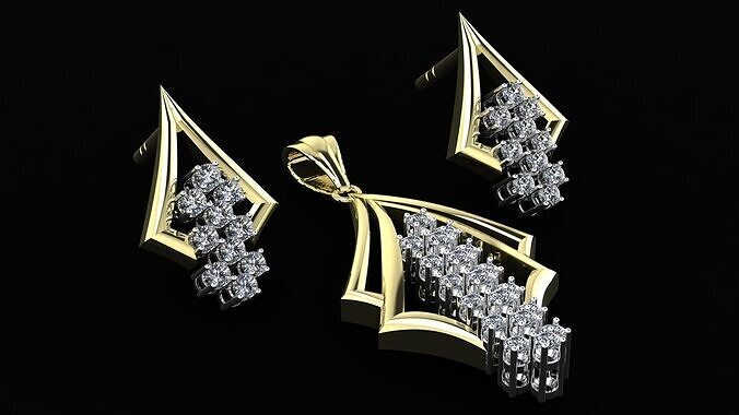 Diamond Pendant Set for Cocktails 3D print model