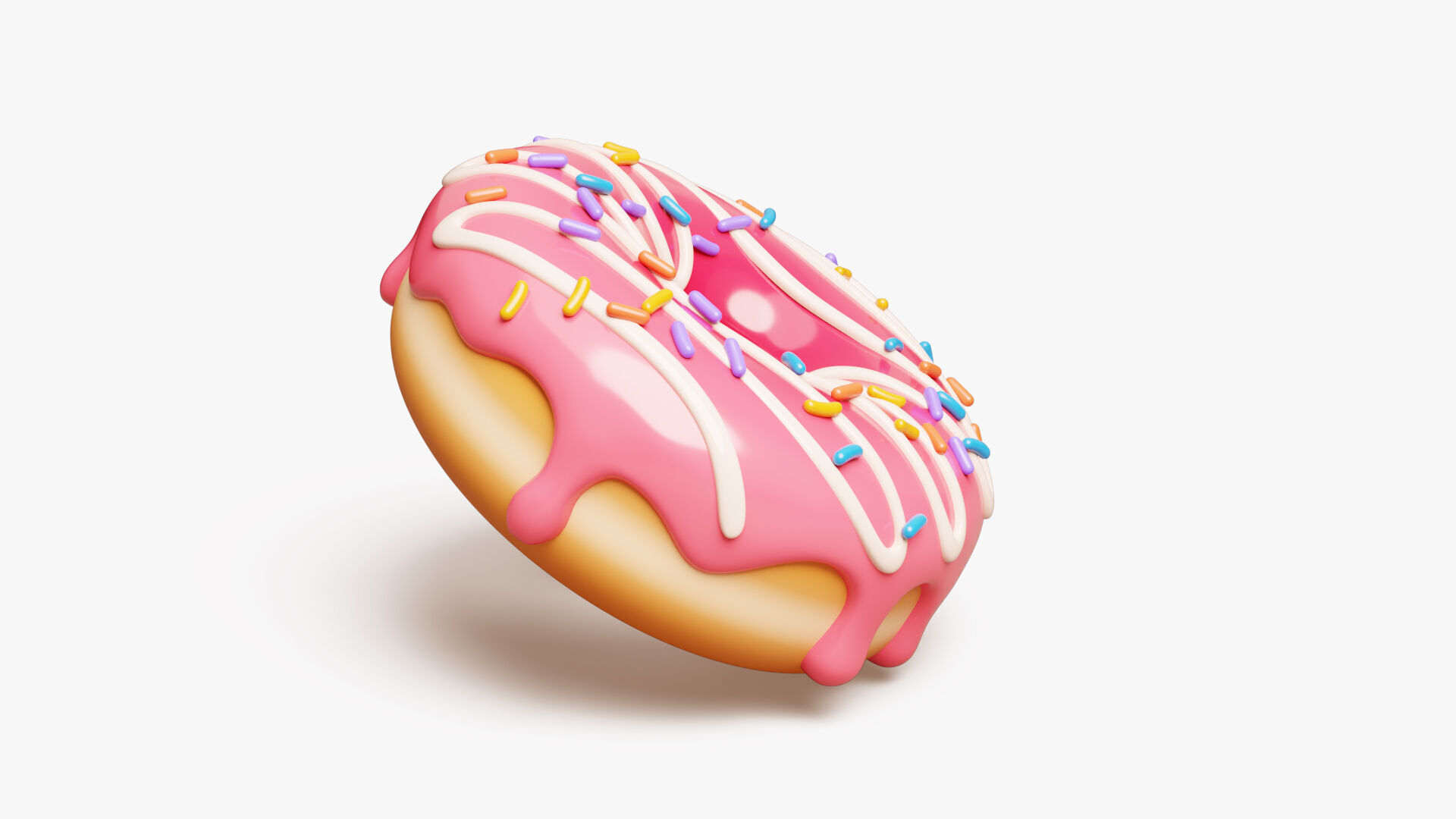 Pink Donut Stylized 3D model_3