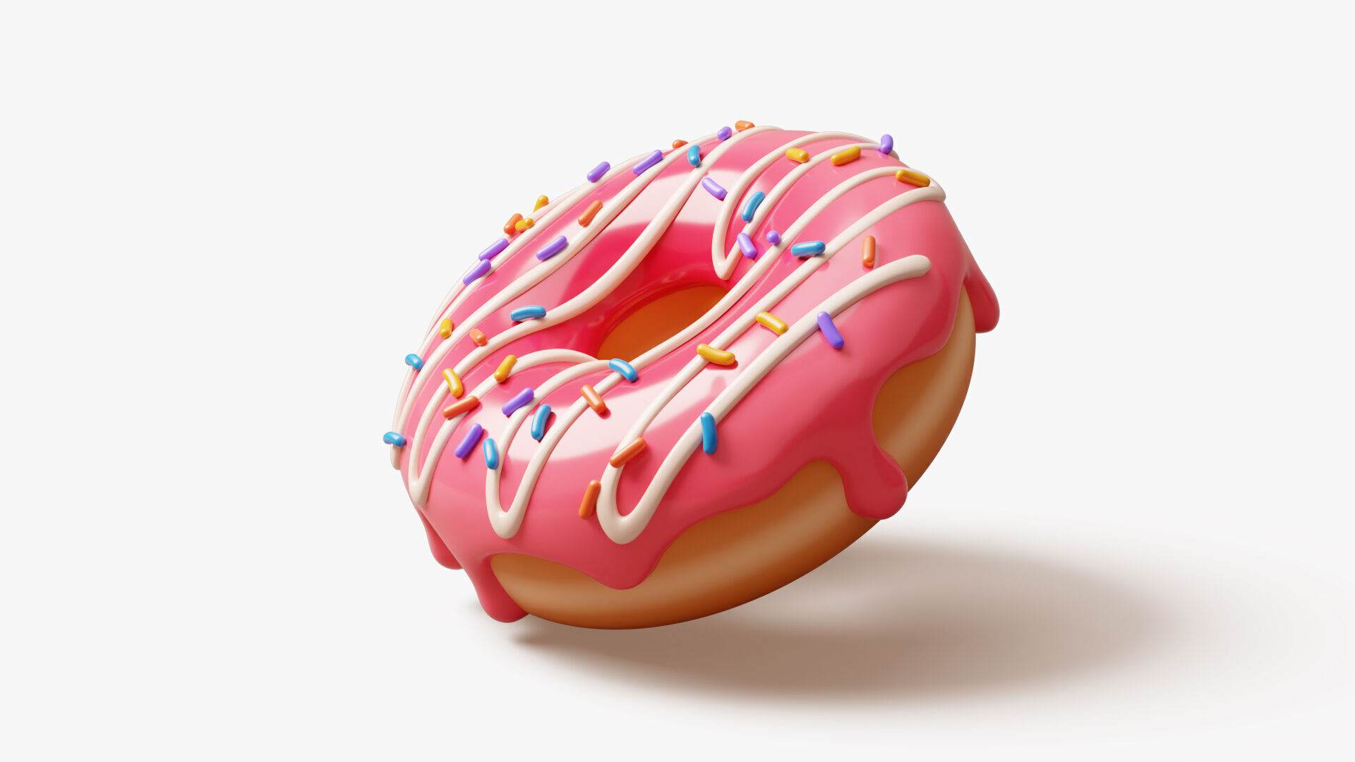 Pink Donut Stylized 3D model_4