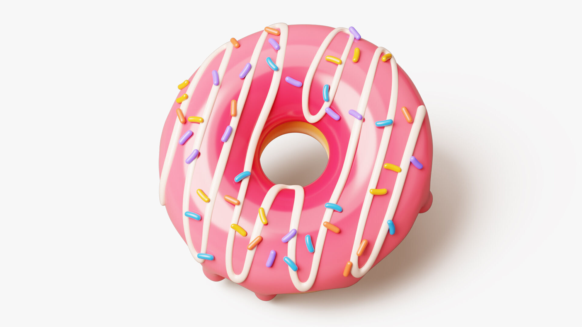 Pink Donut Stylized 3D model_2