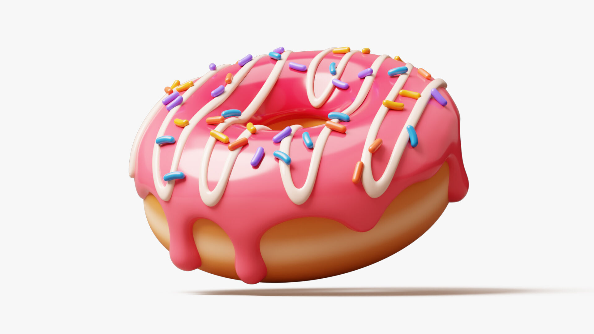 Pink Donut Stylized 3D model_1
