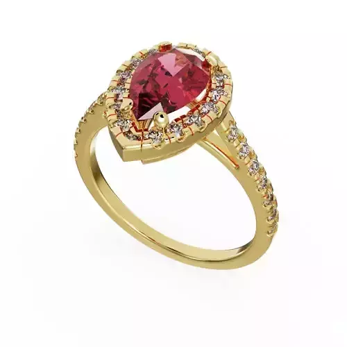 Pear halo engagement ring