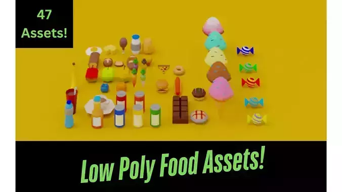 Low Poly Food 3D Asset Pack Low-poly 3D model