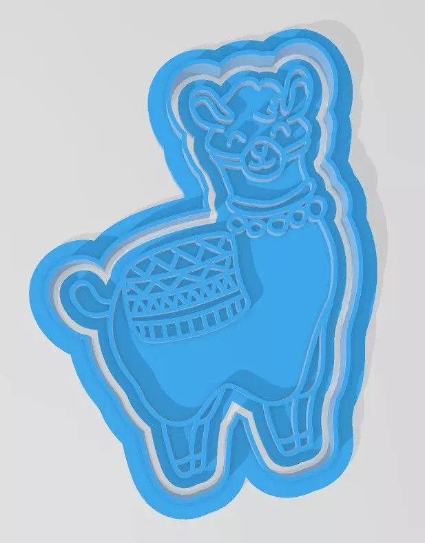 three llama-shaped cookie cutters 3D print model_0