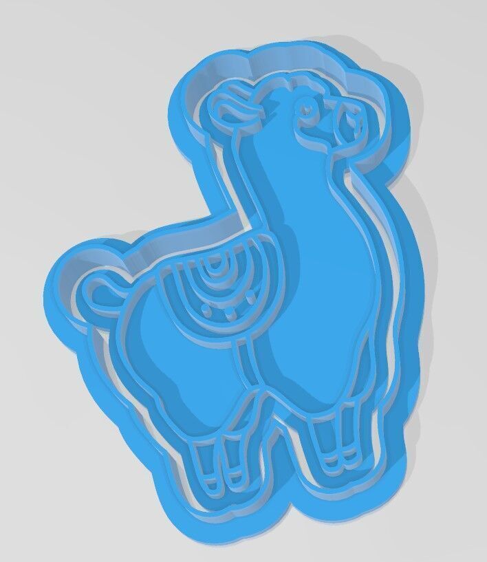 three llama-shaped cookie cutters 3D print model_2