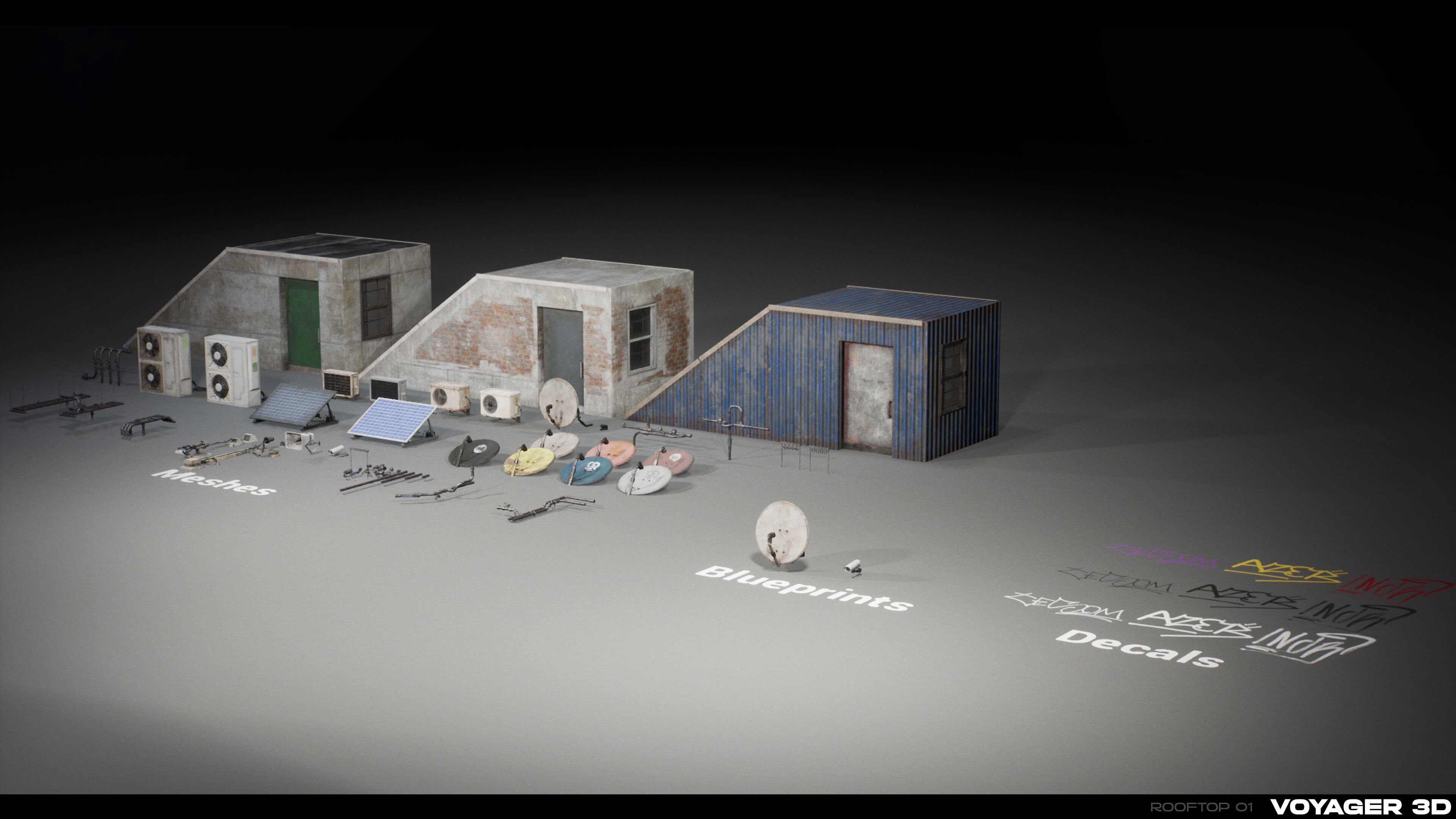 Rooftop Props Pack Vol 01 Low-poly 3D model_4