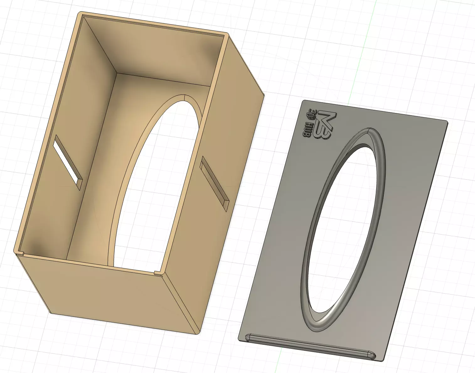 Wall tissue box with 2 doors 3D print model_0