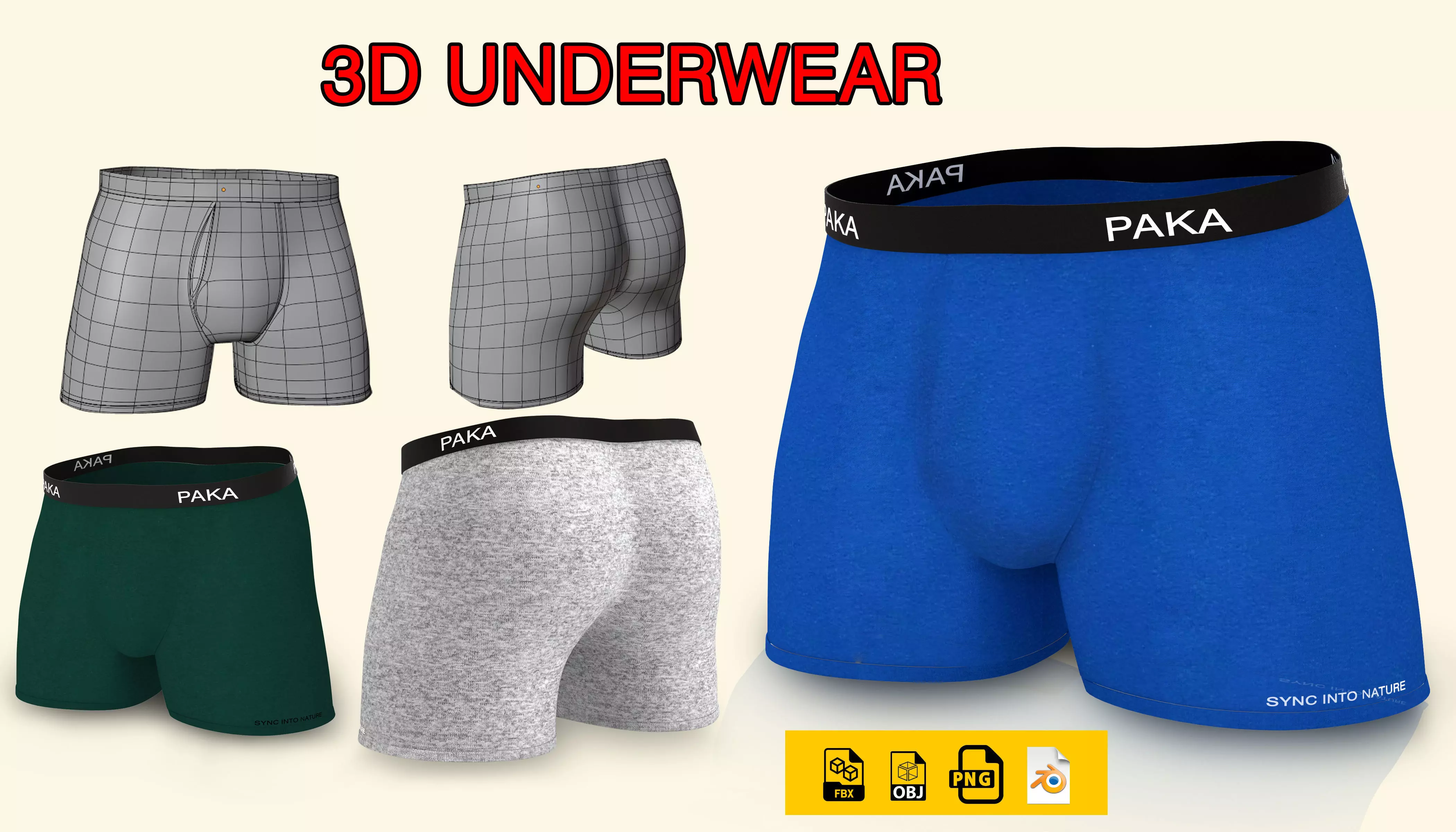 New 3D Underwear Low-poly 3D model