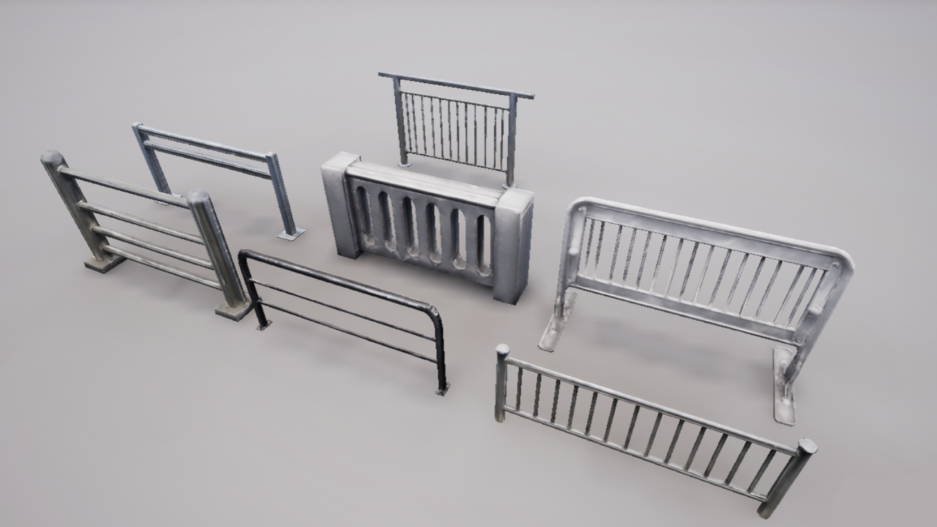 Modular Railing Pack Low-poly 3D model_2